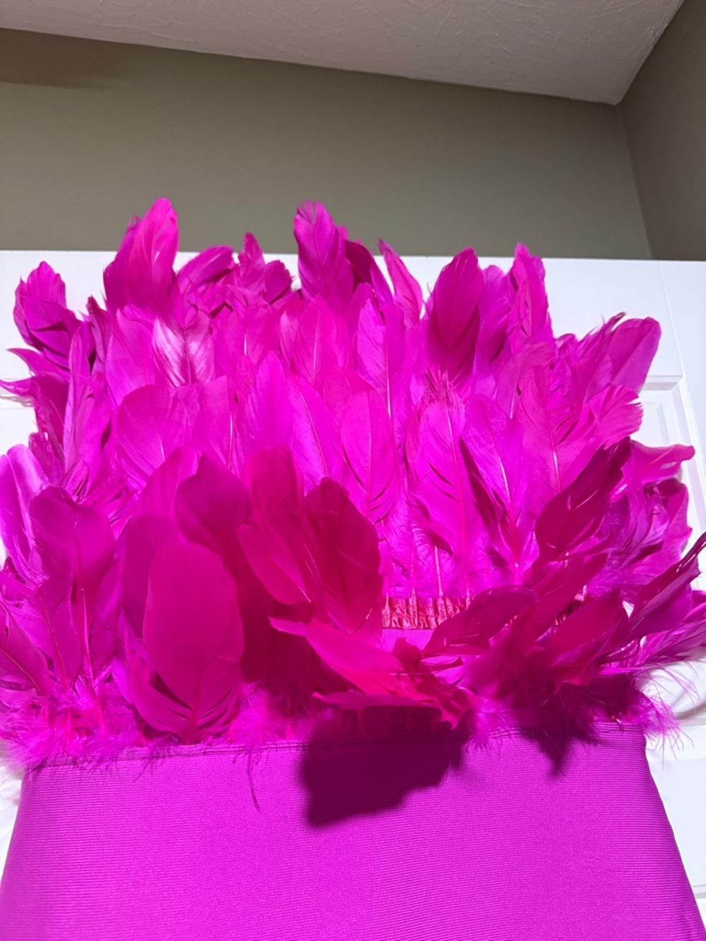Fashion Nova luxe Hot Pink Feathered Mini Dress bandage Marianna - Picture 3 of 9